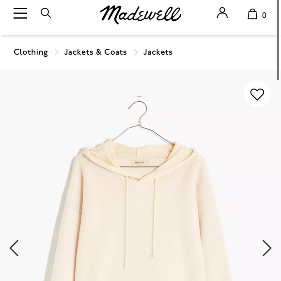 Madewell Fleece Hoodie Sweatshirt. New without tags! Cream Cotton pullover. - Picture 2 of 16